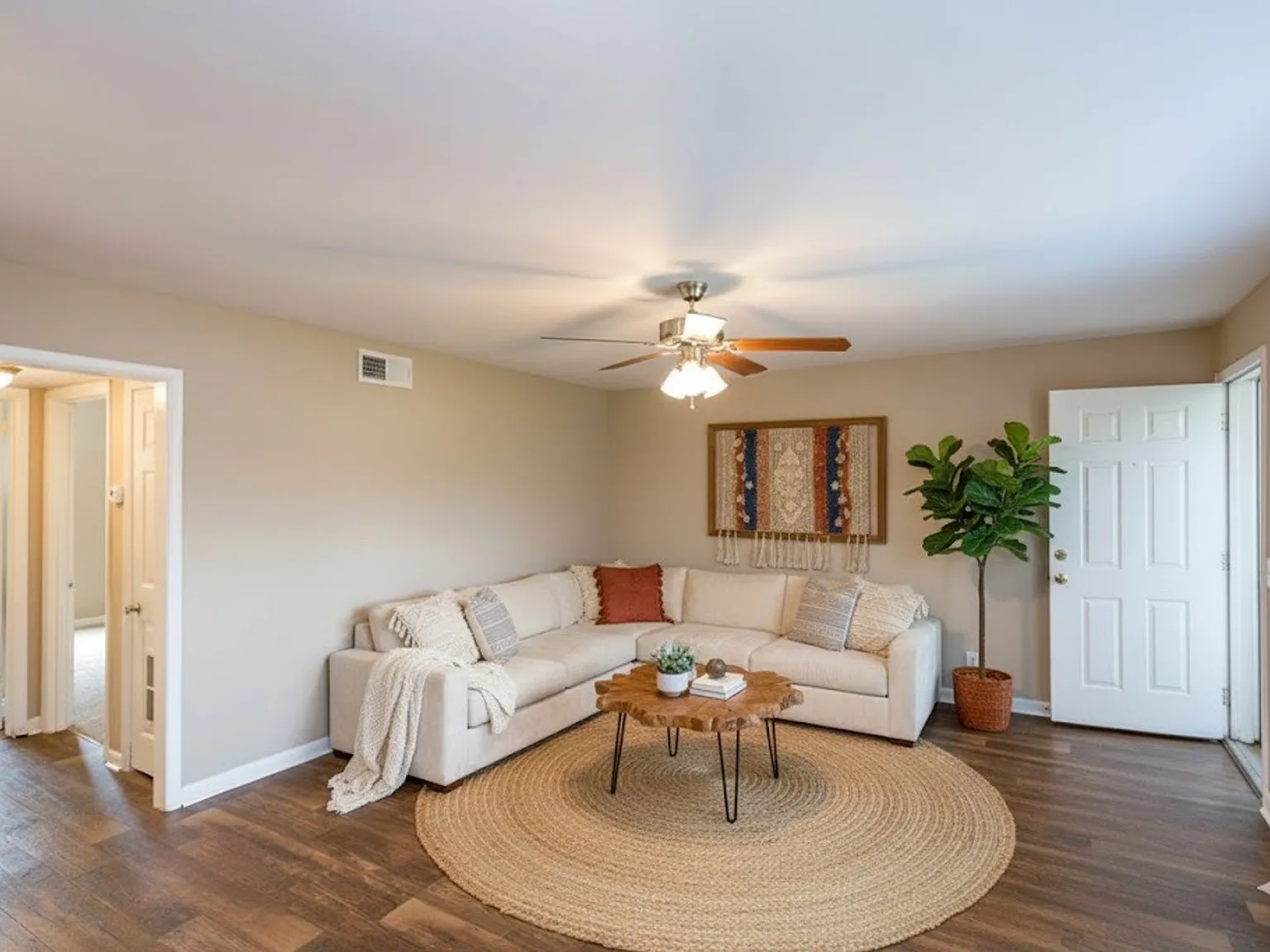 Renovated living room at Maple Creek